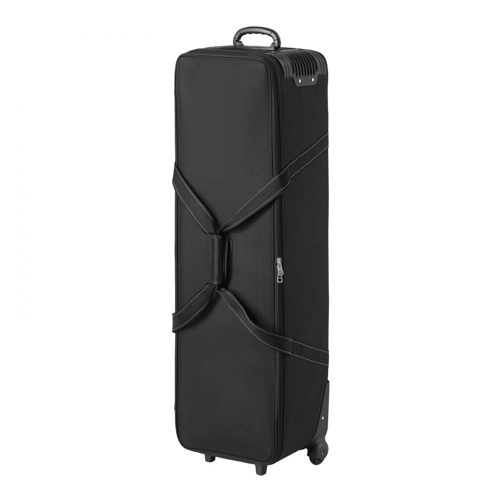 VEVOR Studio Equipment Trolley Case, 46.46 x 14.57 x 11.81 in / 118 x 37 x 30 cm, Rolling Camera Bag, Carrying Bag with Wheels Straps Padded Compartment Handle, for Light Stands, Tripods, Telescopes