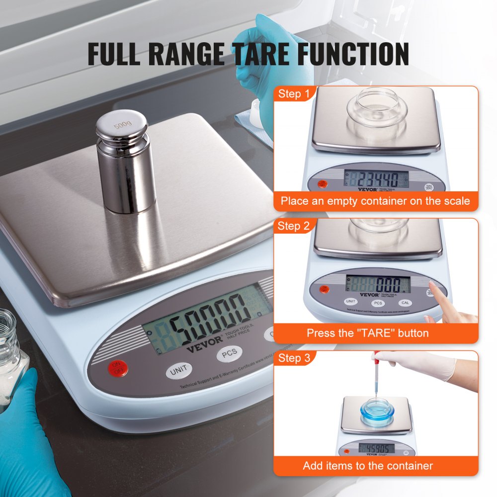 VEVOR Analytical Balance, 3000g x 0.01g Accuracy High Precision Lab Scale, 13 Units Conversion Electronic Scientific Laboratory Scale, LCD Display Digital Jewelry Weighing Scale for Lab, Jewelry