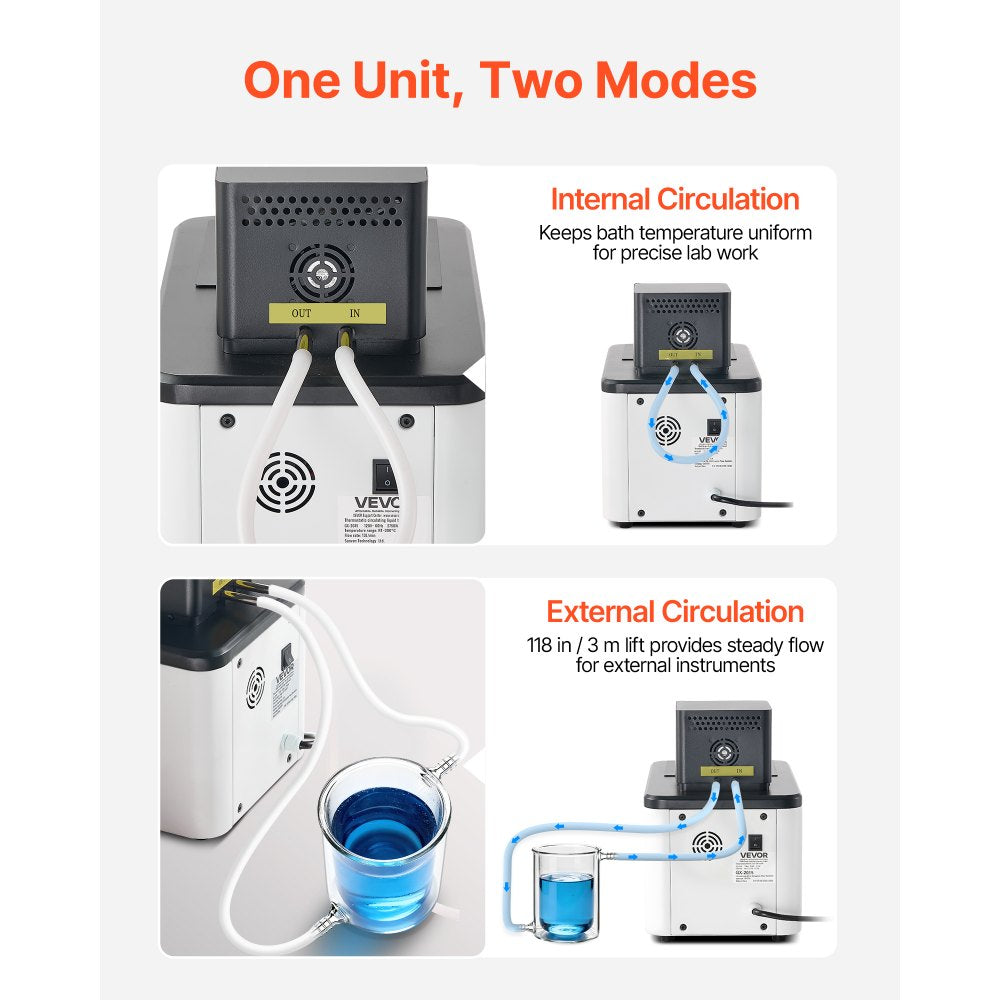VEVOR Laboratory High-Temperature Circulating Oil Bath, Up to 300℃/572℉, 15 L Lab Constant Temperature Heating Tank, 0.1℃ High Precision, Internal and External Dual Circulation, for Laboratory