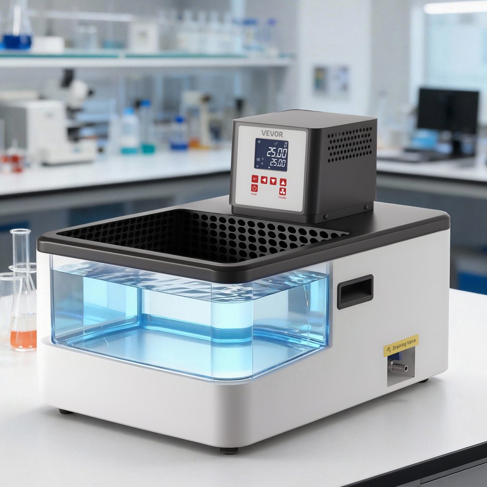 VEVOR Laboratory High-Temperature Circulating Oil Bath, Up to 100℃/212℉, 6 L Lab Constant Temperature Heating Tank, 0.05℃ High Precision, Internal and External Dual Circulation, for Laboratory