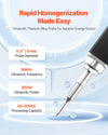 VEVOR ultrasonic homogenizer probe highlight: 0.3 in (8 mm) probe, 30 kHz, 300 W, 50-300 ml
