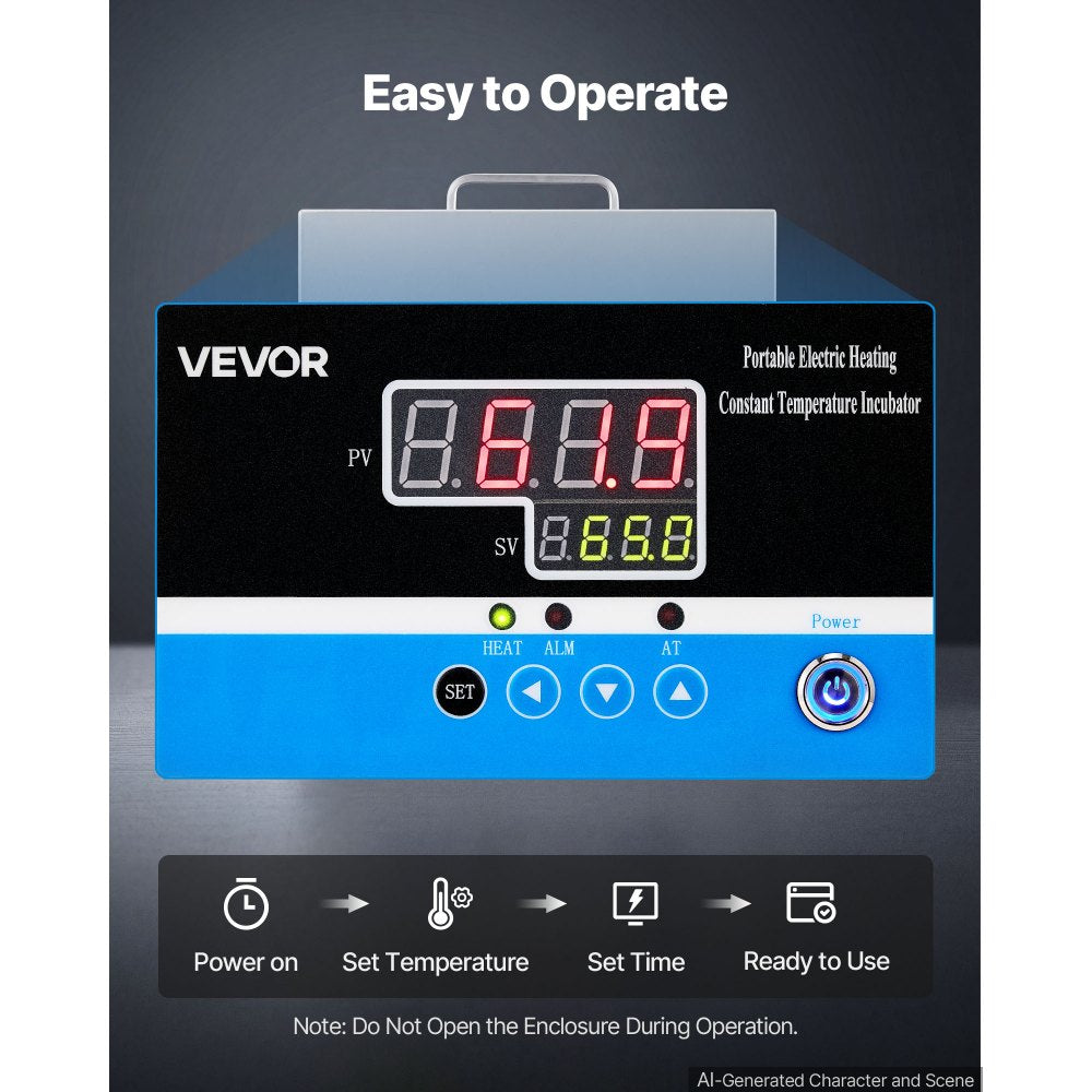 VEVOR Laboratory Incubator 1.6 Gal / 6 L Microbiological Lab Incubator, For Petri Dishes, Room Temp+41℉ to 149℉ PID Temperature Control, Compact & Portable, Digital Panel, Constant Temperature