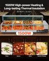 VEVOR Commercial Food Warmer, 1500W Electric Stainless Steel Steam Food Warmer with Glass Cover, 4-Pan Countertop Buffet Bain Marie with Soup & Perforated Ladles, for Catering, Restaurant & Party