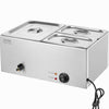 VEVOR 24QT Commercial Food Warmer, 3-Pan Electric Steam Table, 1200W Professional Countertop Stainless Steel Buffet Bain Marie with 86-185°F Temp Control for Catering, Buffet, Parties, Restaurants
