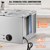 VEVOR 4-Pan Commercial Food Warmer, 16.4QT Electric Steam Table, 1200W Professional Countertop Stainless Steel Buffet Bain Marie with 86-185°F Temp Control for Catering and Restaurants, Silver
