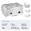 VEVOR 3-Pan Commercial Food Warmer, 17.4QT Electric Steam Table, 1200W Professional Countertop Stainless Steel Buffet Bain Marie with 86-185°F Temp Control for Catering and Restaurants, Silver