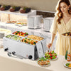 VEVOR 24QT Commercial Food Warmer, 4-Pan Electric Steam Table, 1200W Professional Countertop Stainless Steel Buffet Bain Marie with 86-185°F Temp Control for Catering, Buffet, Parties, Restaurants