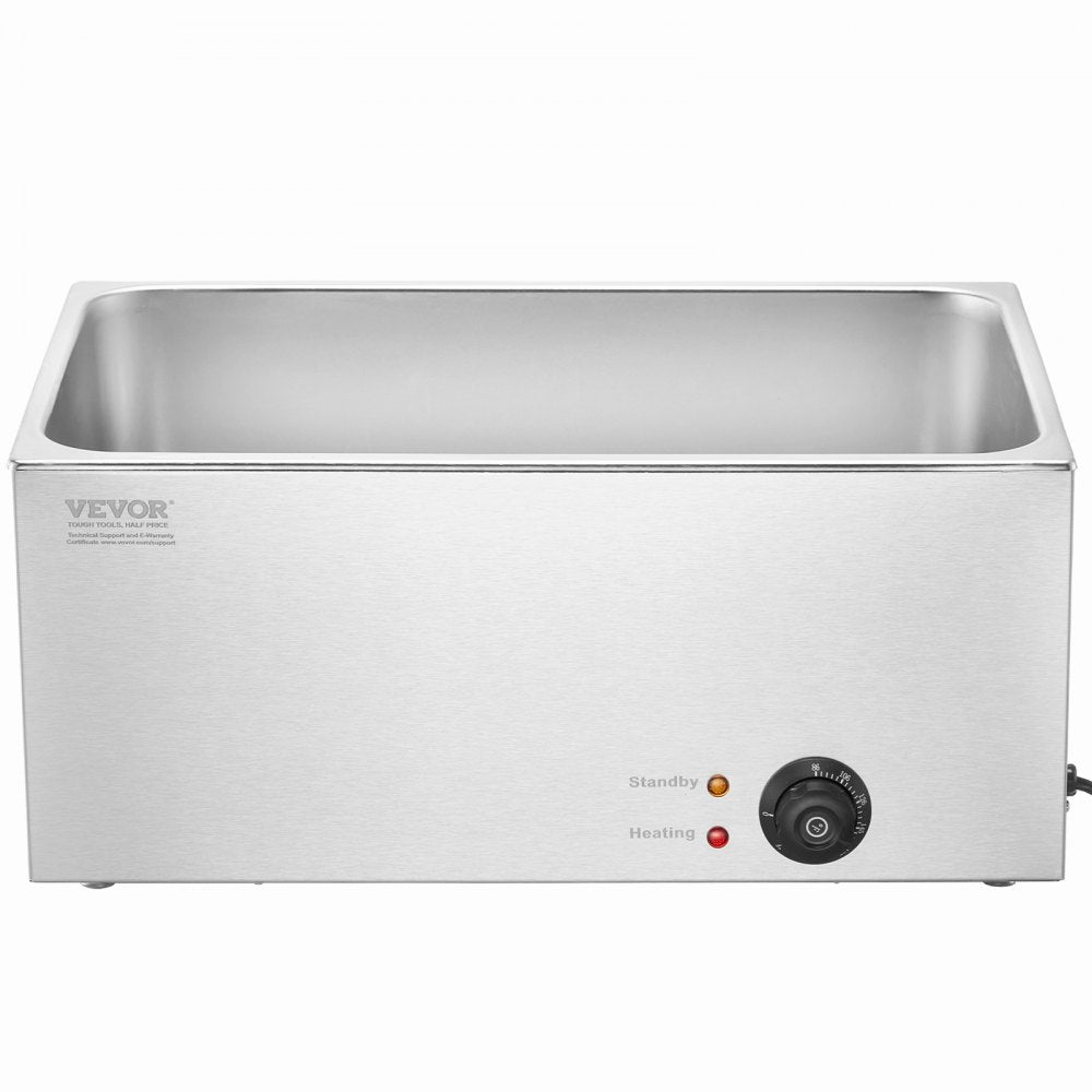 VEVOR Commercial Food Warmer 19QT Bain Marie 1200W Electric Buffet Warmer Steam Table Food Warmer Countertop Stainless Steel Food Warmer Wet or Dry Use for Parties, Catering and Restaurant