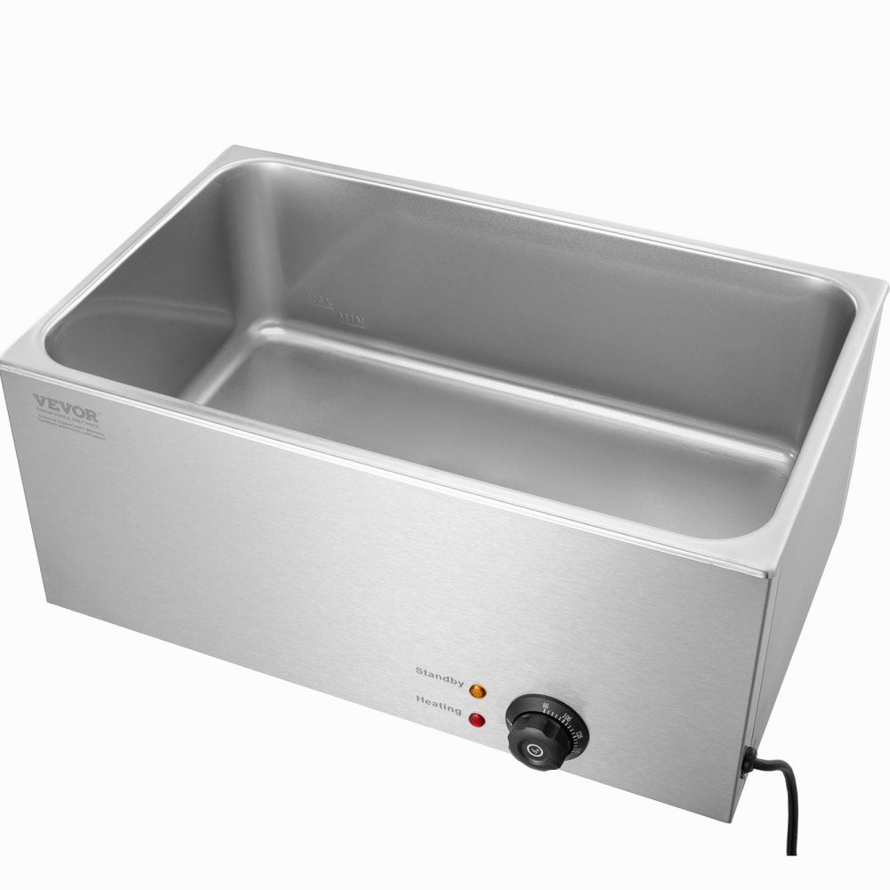 VEVOR Commercial Food Warmer 19QT Bain Marie 1200W Electric Buffet Warmer Steam Table Food Warmer Countertop Stainless Steel Food Warmer Wet or Dry Use for Parties, Catering and Restaurant