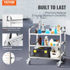 VEVOR Stainless Steel Cart, 3 Layers Lab Utility Cart 400 lbs Weight Capacity, Medical Cart with Lockable Universal Wheels, for Lab, Clinic, Kitchen, Salon
