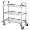 VEVOR Stainless Steel Cart, 3 Layers Lab Utility Cart 400 lbs Weight Capacity, Medical Cart with Lockable Universal Wheels, for Lab, Clinic, Kitchen, Salon