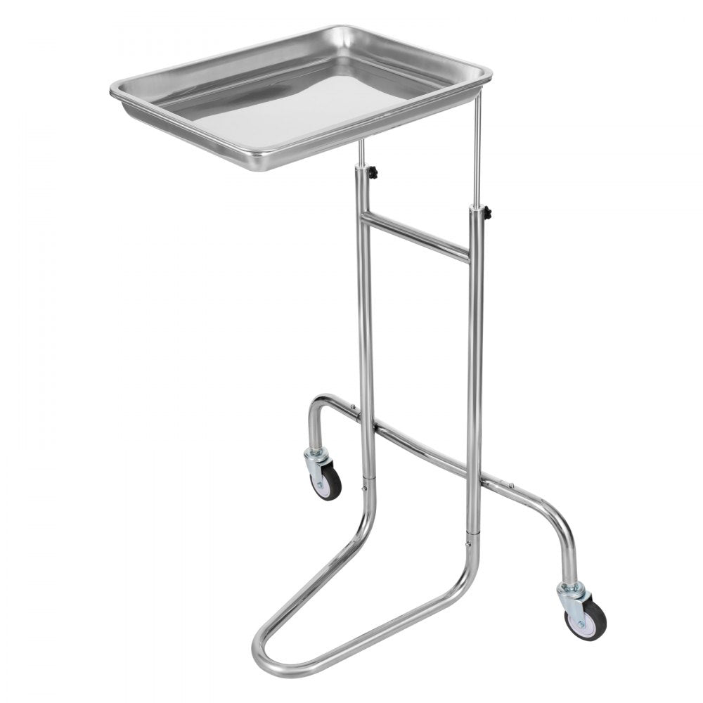 VEVOR Stainless Steel Lab Carts, Lab Utility Cart with Single Tray, Mobile Medical Cart with 2 Silent Wheels, Lab Rolling Cart for Lab, Clinic, Hospital, Salon