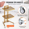 VEVOR 2 Tiers Stainless Steel Lab Carts, Lab Utility Cart with 2 Trays, Mobile Medical Cart with 4 Silent Wheels, Lab Rolling Cart for Lab, Clinic, Hospital, Salon, Golden