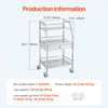 VEVOR Service Cart, 3 Layers Stainless Steel Utility Rolling Cart, Medical Cart with Drawer, Dental Utility Cart with Lockable Wheels, Ideal for Laboratory, Hospital, Dental Use