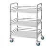 VEVOR Stainless Steel Cart, 3-Tier Rolling Lab Utility Cart with Lockable Wheels, Medical Serving Trolley Clinic Tray, Heavy Duty Mobile Service Storage Tray for Hospital, Restaurant, Kitchen, Salon