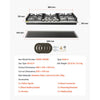 VEVOR 36 inch Gas Cooktop 5 Burners Gas Stove Top, Max 38300BTU Built-in Stainless Steel Stove Top LPG/NG Convertible Dual Fuel Cooktop Stoves with SABAF Dual-Ring Burner for Kitchen Apartment Rvs