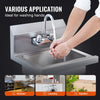 VEVOR Commercial Hand Sink with Faucet, Stainless Steel Sink for Washing, Small Hand Washing Sink, Wall Mount Hand Basin, Utility Sink for Restaurant, Kitchen, Bar, Garage and Home, 17 x 12.8 inch