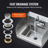 VEVOR Commercial Hand Sink with Faucet and Side Splash, Stainless Steel Sink for Washing, Small Hand Washing Sink, Wall Mount Hand Basin for Restaurant, Kitchen, Bar, Garage and Home, 17x12.8 inch