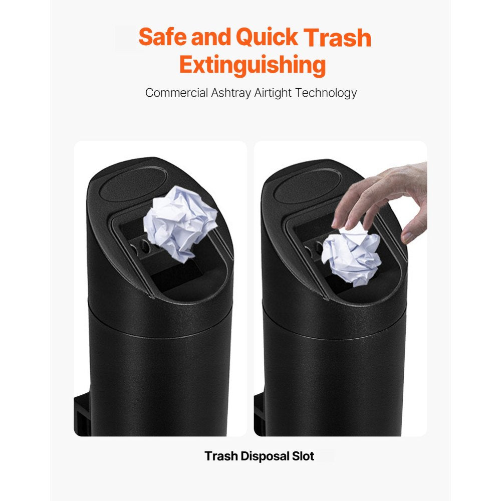 VEVOR Cigarette Butt Receptacle, Stainless Steel Cylinder Cigarette Butt Container, Wall Mounted and Weatherproof Outdoor Cigarette Butt Disposal for Garden, Office, Restaurant, Hotel, Bar, Black