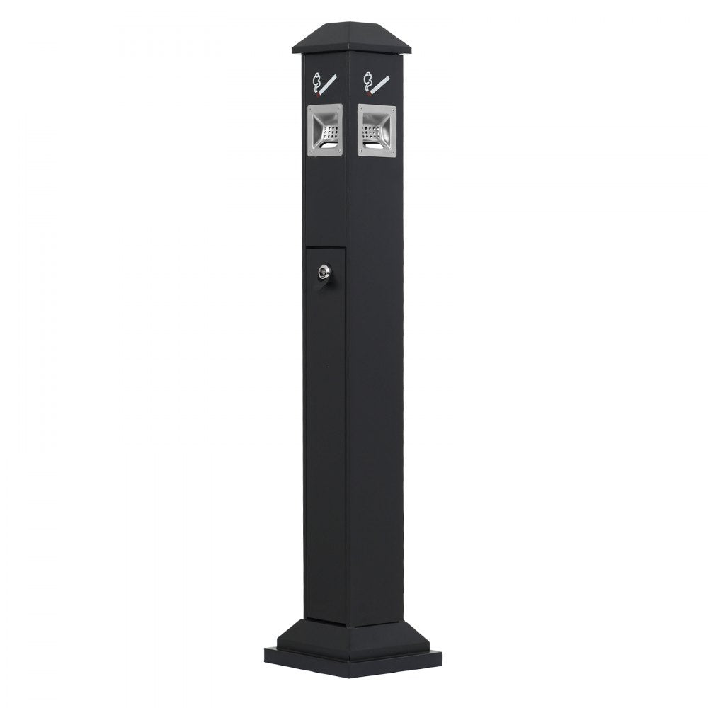 VEVOR Cigarette Butt Receptacle, Weatherproof Cigarette Butt Container with 4 Disposal Openings  & Top Cover, Freestanding Outdoor Cigarette Butt Disposal for Garden, Office, Restaurant, Hotel, Black