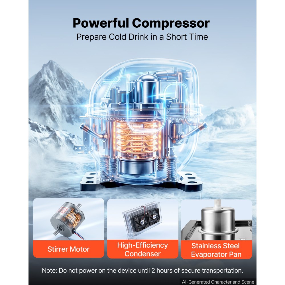 VEVOR Commercial Beverage Dispenser 3 Tanks 12 L / 12.7 QT Per Tank, Stainless Steel Juice Dispenser, Ice Tea Drink Machine with 45℉ to 54℉ Cooling Temperature, for Cold Drink Restaurant Bar Party