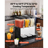 VEVOR Commercial Beverage Dispenser 3 Tanks 12 L / 12.7 QT Per Tank, Stainless Steel Juice Dispenser, Ice Tea Drink Machine with 45℉ to 54℉ Cooling Temperature, for Cold Drink Restaurant Bar Party