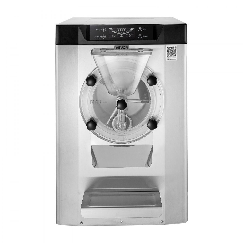VEVOR Commercial Hard Ice Cream Machine, 2000W 3.17-5.28 Gal/Hour, Countertop Gelato Hard Serve Ice Cream Maker with 6L 304 Stainless Steel Cylinder, Auto Clean LED Panel for Snack Bar Restaurants