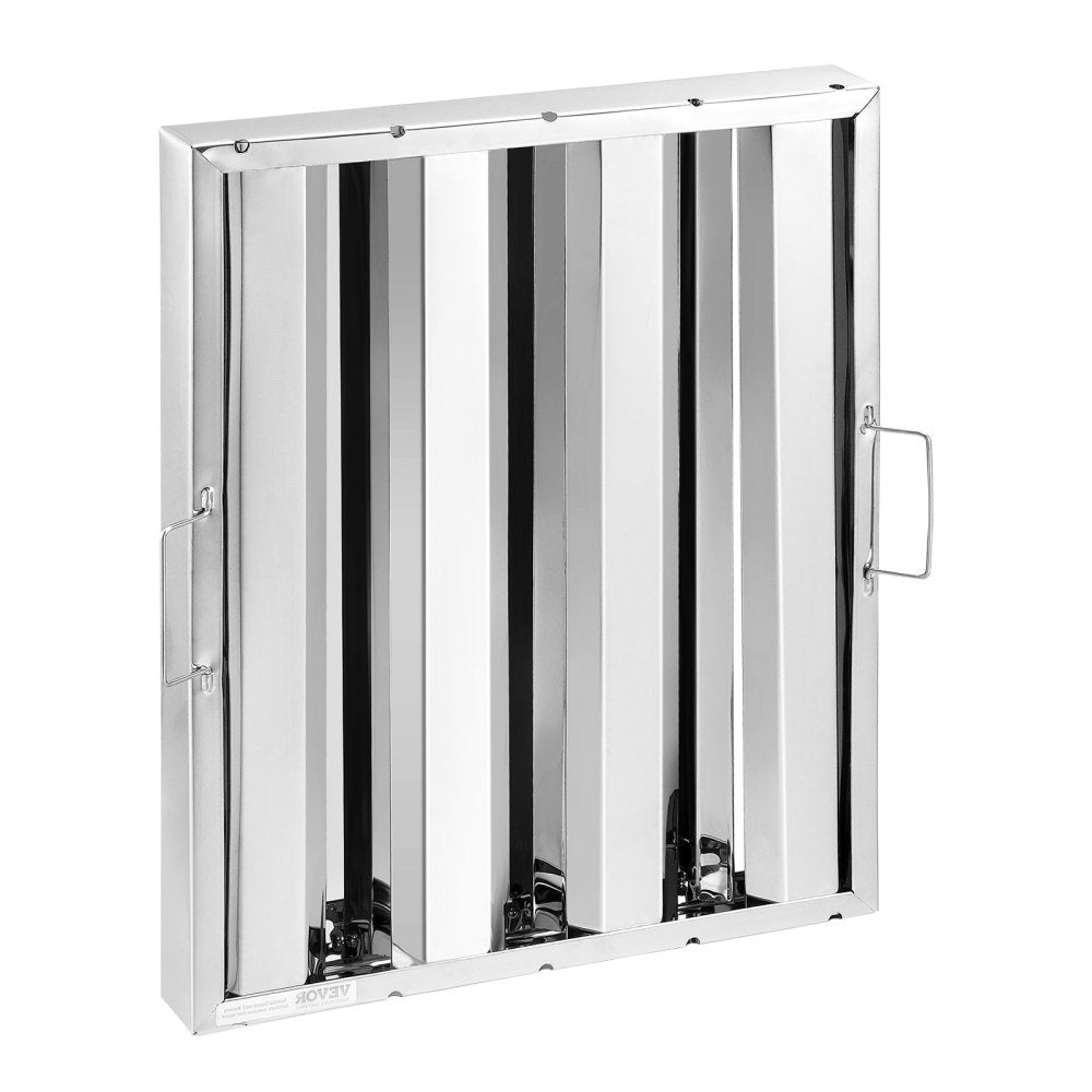 VEVOR Commercial Hood Filter, 15.5W x 19.5H Inch Range Hood Filters, Stainless Steel Restaurant Range Hood Baffle Filter for Grease Rated Commercial Kitchen Exhaust Hoods, 3 Grooves, Pack of 6