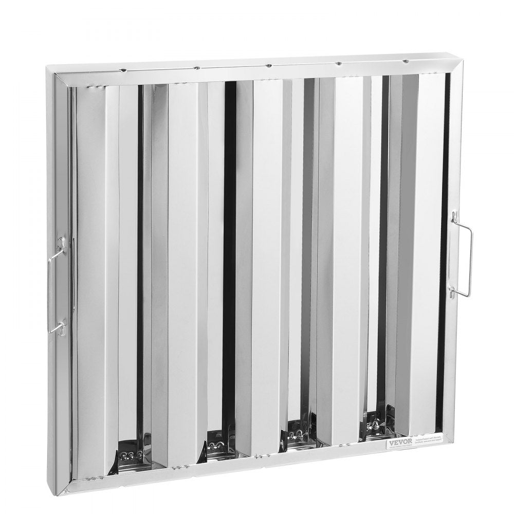 VEVOR Commercial Hood Filter, 19.5W x 19.5H Inch Range Hood Filters, Stainless Steel Restaurant Range Hood Baffle Filter for Grease Rated Commercial Kitchen Exhaust Hoods, 4 Grooves, 1 Piece