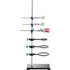 VEVOR Lab Stand Support, Laboratory Retort Support Stand Set, Steel Lab Stand 23.6" Rod and 8.3" x 5.3" Cast Iron Base, Includes Flask Clamps, a Burette Clamp and Cross Clamps