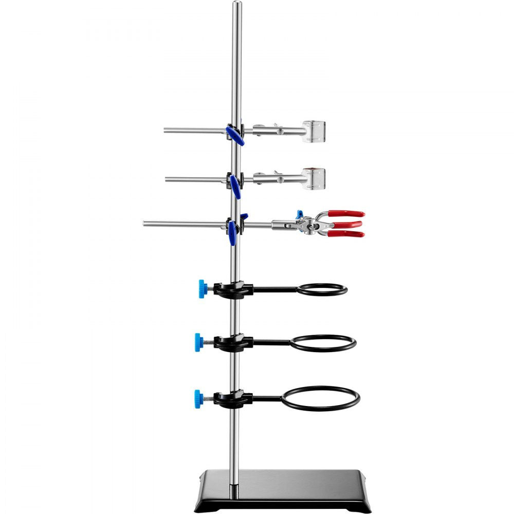VEVOR Lab Stand Support, Laboratory Retort Support Stand Set, Steel Lab Stand 23.6" Rod and 8.3" x 5.3" Cast Iron Base, Includes Flask Clamps, a Burette Clamp and Cross Clamps
