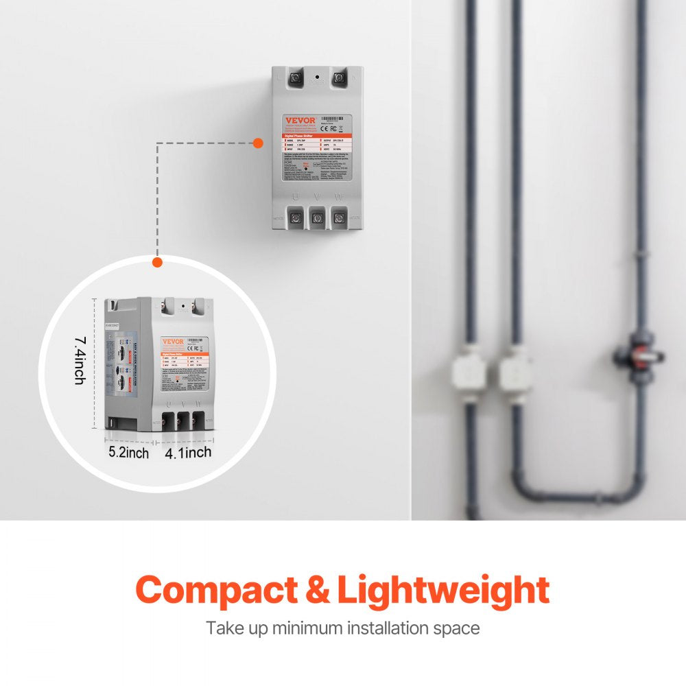 VEVOR 3 Phase Converter - 2HP 7A 220V Single Phase to 3 Phase Converter, 220V Input/Output, Digital Phase Shifter for Residential & Light Commercial Use (One Converter for One Motor Only)