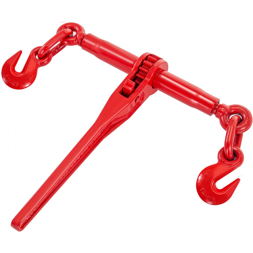 VEVOR 9215LBS 3/8\" – 1/2\" Ratchet Binders 9,215 LBS Secure Working Load, G70 Hooks and Adjustable Length, for Grade 70-80 Chains, Tie Down, Hauling, Towing, 2-Pack, Red