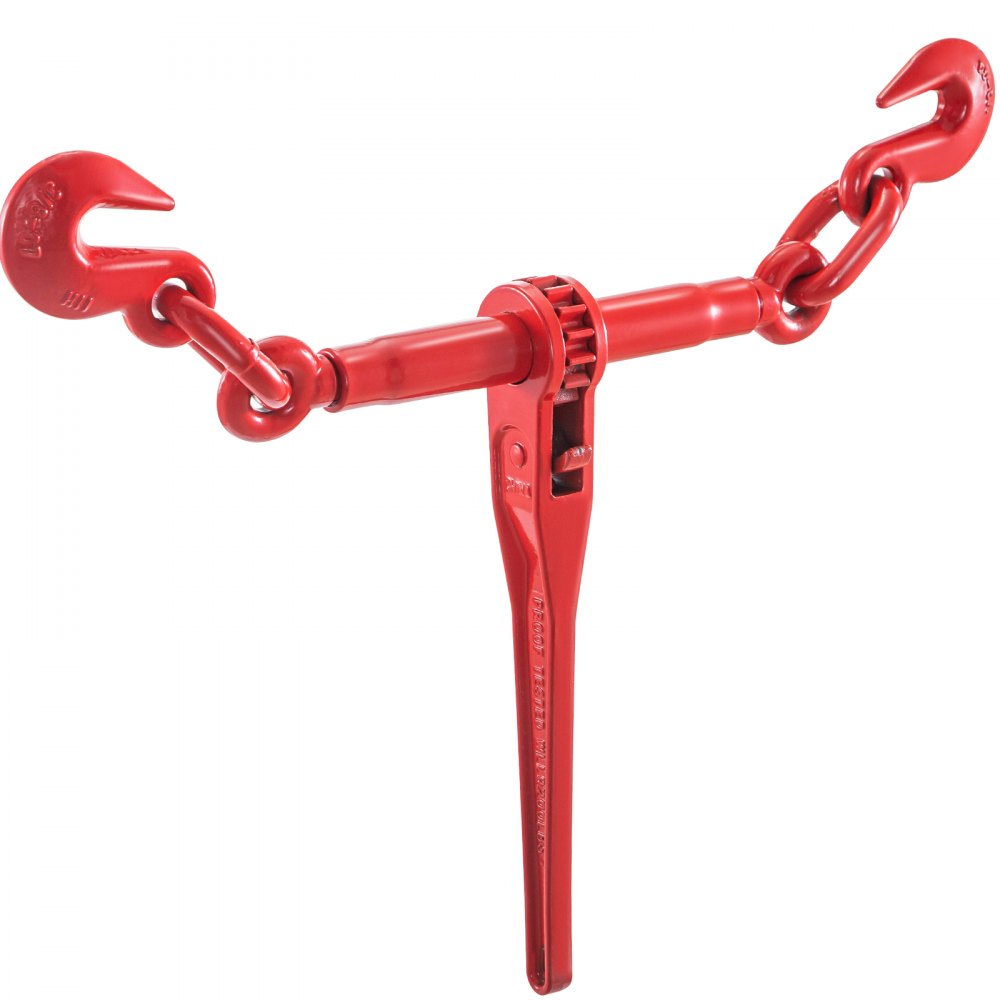 VEVOR 9215LBS 3/8\" – 1/2\" Ratchet Binders 9,215 LBS Secure Working Load, G70 Hooks and Adjustable Length, for Grade 70-80 Chains, Tie Down, Hauling, Towing, 2-Pack, Red