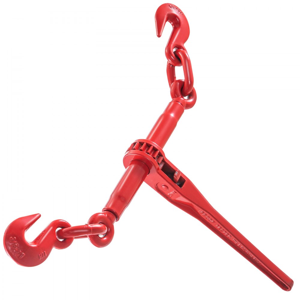 VEVOR 9215LBS 3/8\" – 1/2\" Ratchet Binders 9,215 LBS Secure Working Load, G70 Hooks and Adjustable Length, for Grade 70-80 Chains, Tie Down, Hauling, Towing, 2-Pack, Red