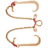 VEVOR G80 V Bridle Chain, 5/16" x 2' Towing Chain Bridle with 15" J Hooks, T Hooks & Grab Hooks, Heavy Duty Transport Chain Bridle with 10800 lbs Safe Working Load for Flatbed Truck Wrecker Recovery