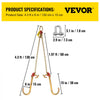 VEVOR G80 V Bridle Chain, 5/16" x 2' Towing Chain Bridle with 15" J Hooks, R Hooks & Grab Hooks, Heavy Duty Transport Chain Bridle with 10800 lbs Safe Working Load for Flatbed Truck Wrecker Recovery
