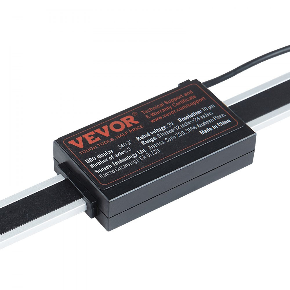 VEVOR Digital Readout, 6'' & 12'' & 24'', Linear Scale 3 Axis DRO Display Kit with L-Shaped Brackets Z-Shaped Brackets Thickened Plates Screws Button Cells