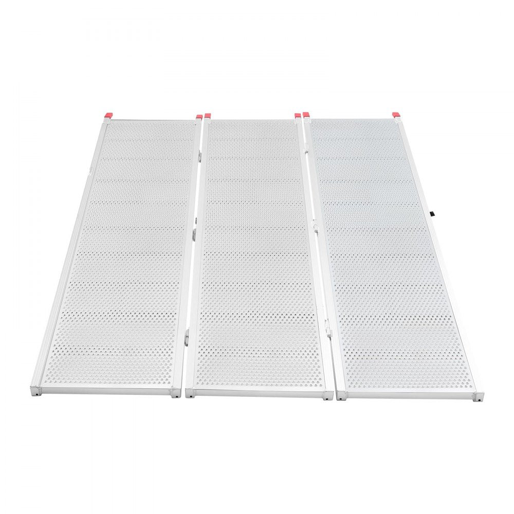 VEVOR Aluminum Trailer Ramps, 76 x 54 in Tri-Folding Truck Ramps with Straps & Non-Slip Rubber Fingers, 1500LBS Capacity ATV Loading Ramps for Pickup Trucks, Motorcycles, Lawn Mowers, Tractors, Carts