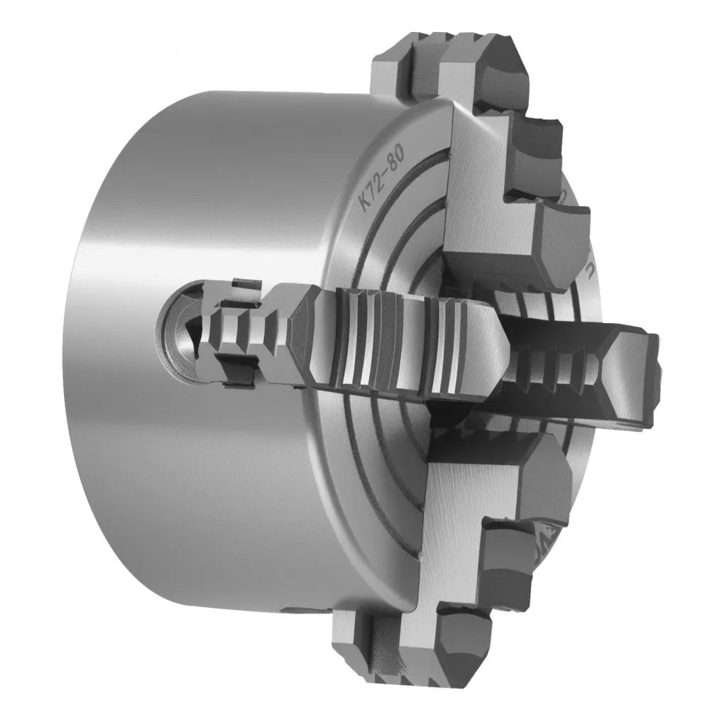 VEVOR 4-Jaw Lathe Chuck, 3 Inch (80 mm), 4-Jaw Independent Chuck, 0.1-3.15 in (5-80 mm) Clamping Range with T-key Fixing Screws Reversible Jaws, HT300 Material, Internal External for Wood Metal Lathe