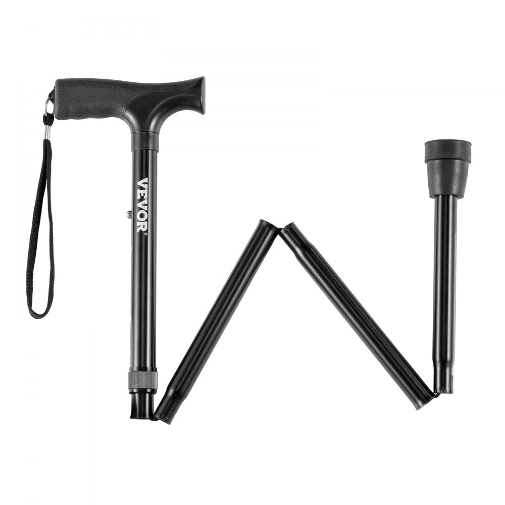 VEVOR Walking Cane for Man Woman, Folding Walking Stick with 5-Level Adjustable Height & Anti-Slip Rubber Tip, Lightweight and Portable Aluminum Mobility Walking Aid for Seniors Adults, 220LBS Loading