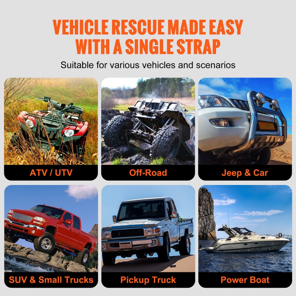 VEVOR 7/8" x 20' Kinetic Recovery Tow Rope 30,580 lbs, Heavy-Duty Off Road Snatch Strap, Extreme Duty 30% Elasticity Energy Snatch Strap for Jeep Car Truck ATV UTV SUV Tractor