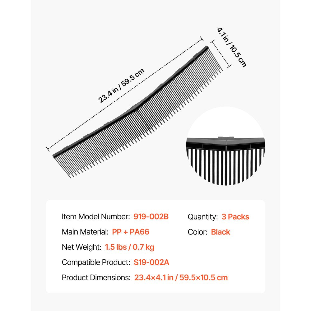 VEVOR 3 Packs Lawn Sweeper Brush Replacement, Compatible with VEVOR 26 in Lawn & Leaf Collector Sweepers, Yard Sweeper Brush Paddle with Durable V-Shaped Bristles for Easy Grass Leaf Cleanup