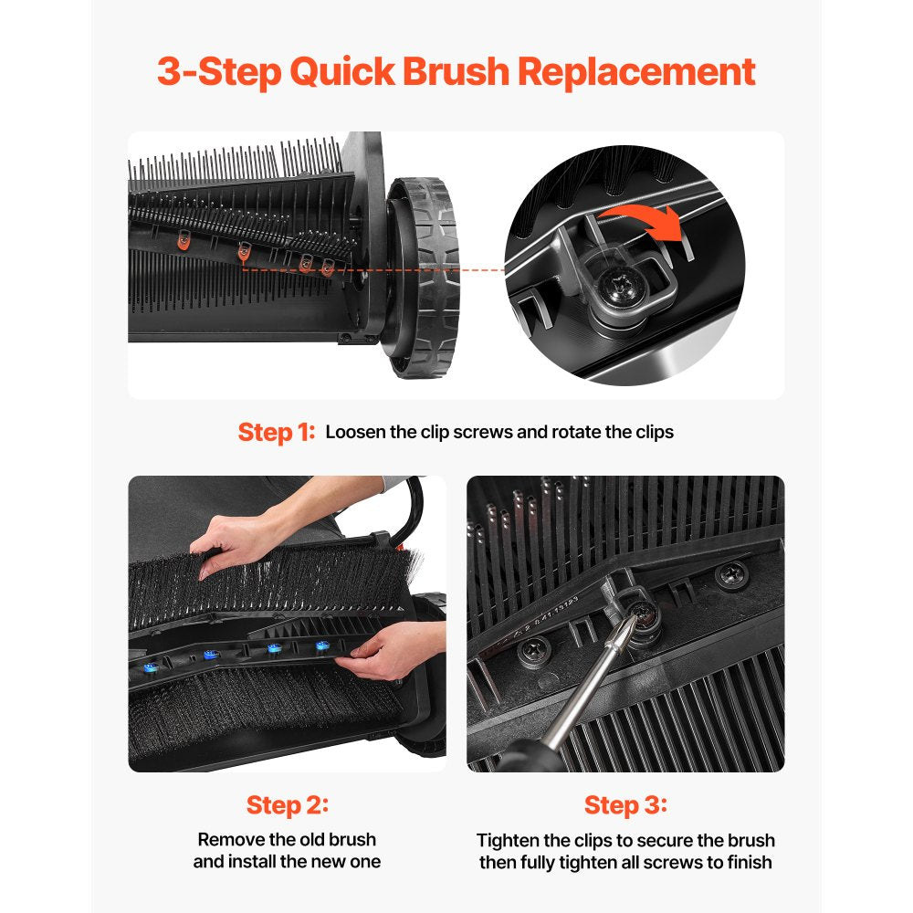 VEVOR 3 Packs Lawn Sweeper Brush Replacement, Compatible with VEVOR 30 in Lawn & Leaf Collector Sweepers, Yard Sweeper Brush Paddle with Durable V-Shaped Bristles for Easy Grass Leaf Cleanup