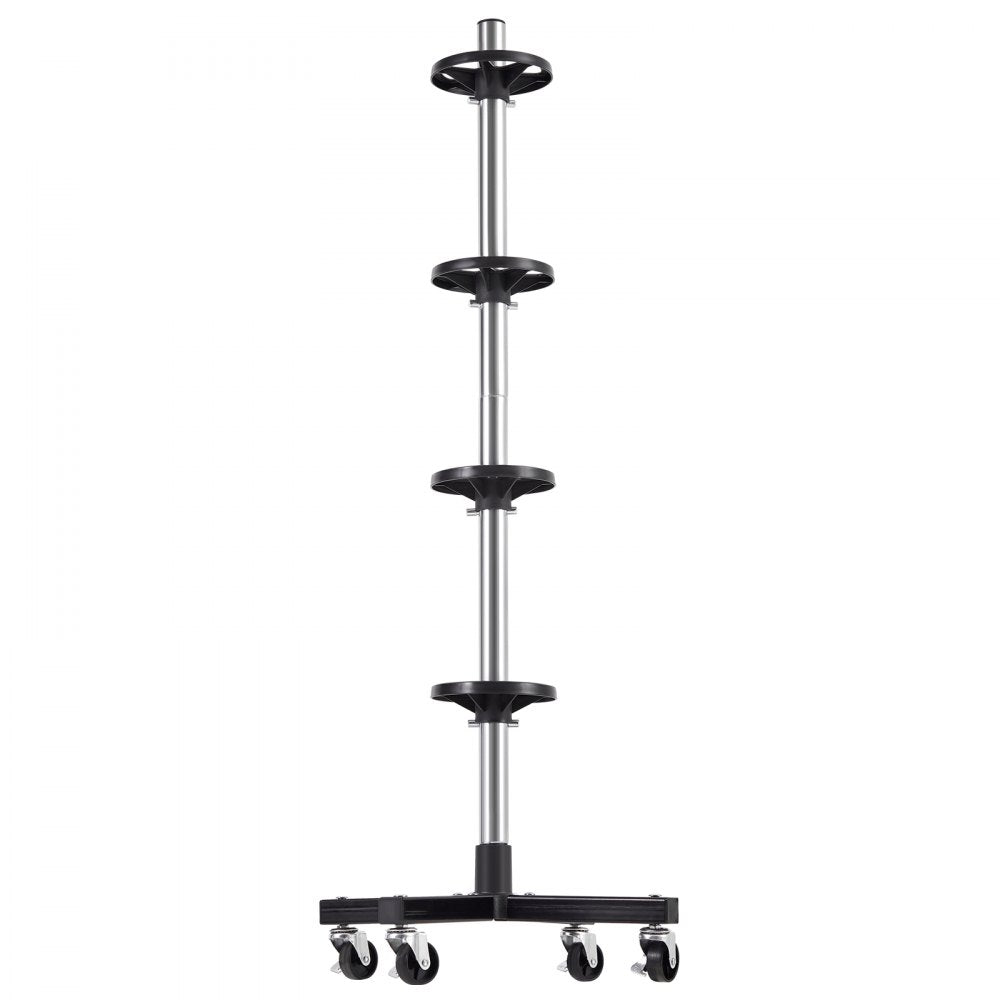 VEVOR Wheel Rack on Casters, Robust Steel Wheel Stand for 4 Wheel and Rim Combinations, Compact & Portable Tire Storage for Tires as Wide as 225mm, Supports up to 220LBS Weight, Perfect for Garage Workspace