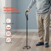 VEVOR Quad Walking Cane, 10-Level Height Adjustable Walking Stick with 4-Pronged Stable Base, Lightweight & Portable Aluminum Mobility Walking Aid for Seniors Adults Man Woman, 250LBS Loading Capacity
