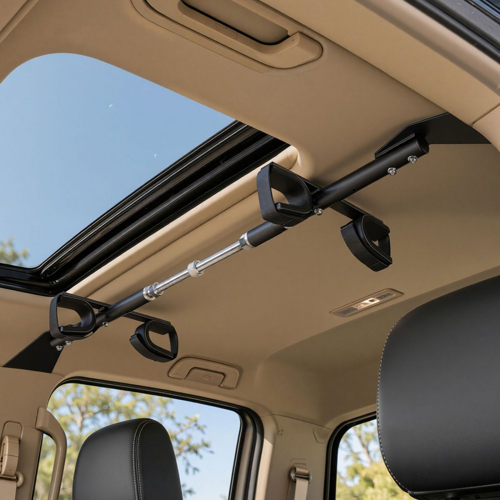 VEVOR Hunting Tool Rack Alloy Steel 48"-54" Overhead Hunting Tool Holder, for Crew Cab Pickup Trucks & SUVs with Center Pillar, Roof Mounted, No Drilling Required, Easy Installation, with Straps