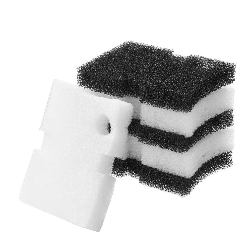 VEVOR Aquarium Filter Media Pads, 6 PCS Replacement with Impeller for AQ500, Canister Floss Replacement for Fish Tank, Zirconia Impeller Shaft, 3 Black Polyurethane Foam & 3 White Polyester Fiber Pads