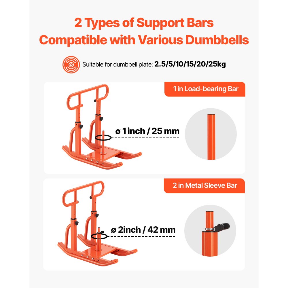 VEVOR Weight Sled, Steel Power Sled, Fitness Training Sleds for Athletic Exercise Speed Improvement, Workout Equipment with Adjustable Height Handle, Compatible with 1/2 in Weight Plates, Orange
