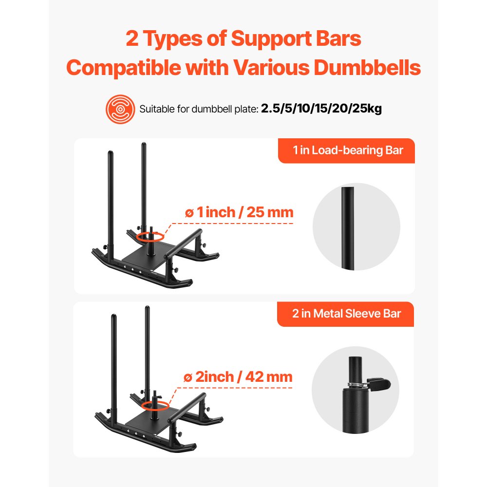 VEVOR Weight Sled, Steel Power Sled, Fitness Strength Training Sleds for Athletic Exercise Speed Improvement, Workout Fitness Equipment with Handle, Compatible with 1/2 in Weight Plates, Black